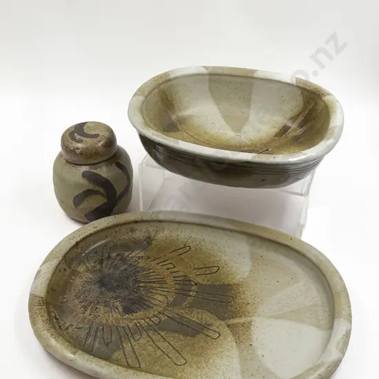 Three Pieces of Assorted Pottery Including Ginger Jar