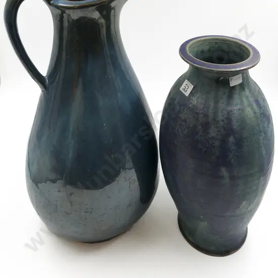 Large Glazed Baluster Style Vase together with Large Glazed Jug