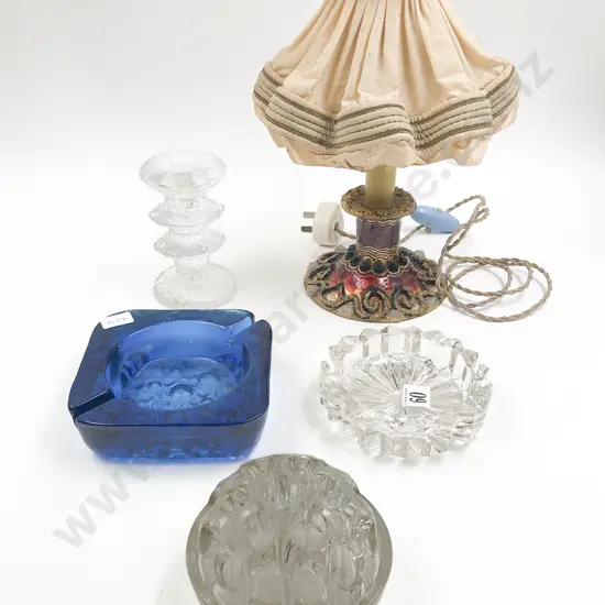 Small Qty Assorted Art Glass Together with Decorative Lamp