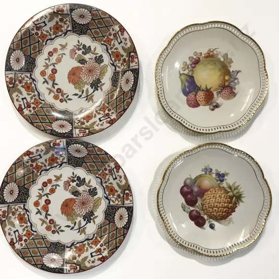 Pair of Imari Pattern Plates together with Pair of German Fancy China Plates
