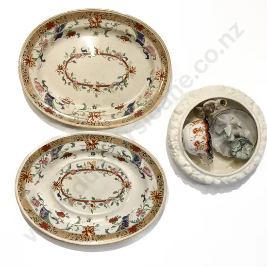 Pair Fancy China Ashets Together with Assorted Ornaments Etc.