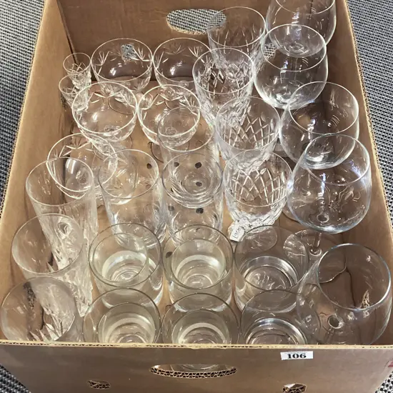 Box Assorted Crystal and Glass Ware