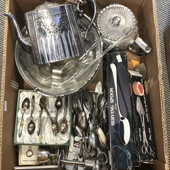 Box of Assorted S/P and Cutlery Etc.
