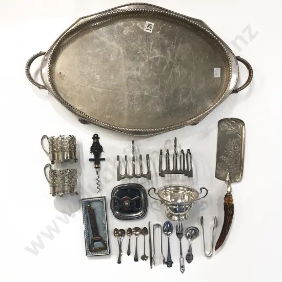 Qty of Assorted Plated Trays and Cutlery Etc.