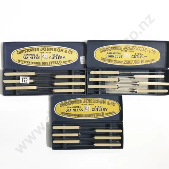 Three Boxed Sets of Bone Handled Knives