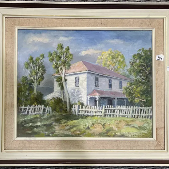 Carl Laugesen - Colonial Homestead - Oil on Board