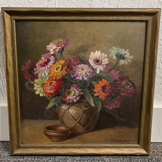 Elthelwyn Doust Floral Still Life Oil on Board