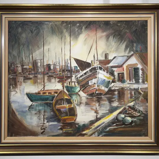 Florence M. Luxford - Harbour Study Oil on Board