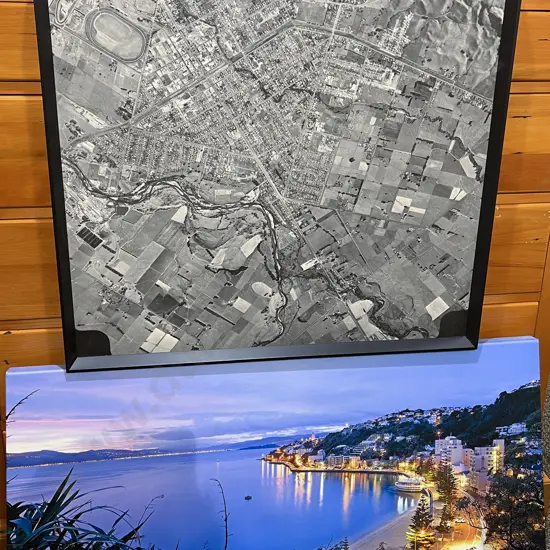 Alexander Clark B&W Aerial Photographic Print together with Photographic Print on Canvas