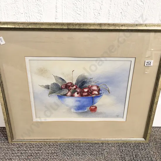 K.Hewitt Cherry Still Life Watercolour