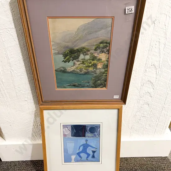 H.Walker Watercolour together with Print