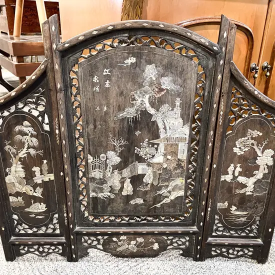 Chinese Rosewood and MOP Inlaid Table Screen (a/f)