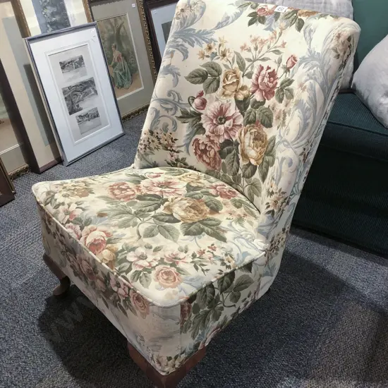Floral Upholstered Bedroom Chair