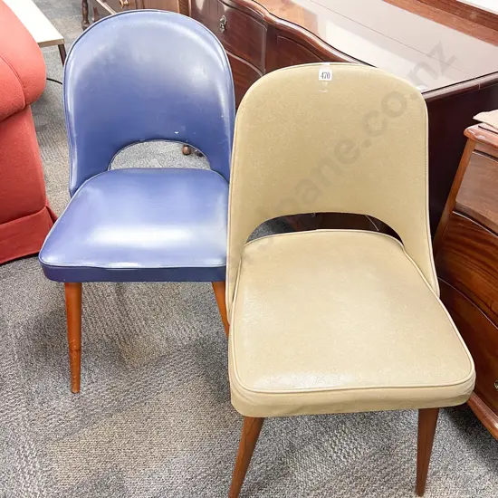 Two Mid-Century Vinyl Upholstered Single Chairs