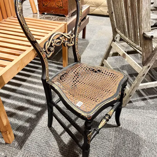 C19th French Ebonised & Cane Seated Seated Single Chair