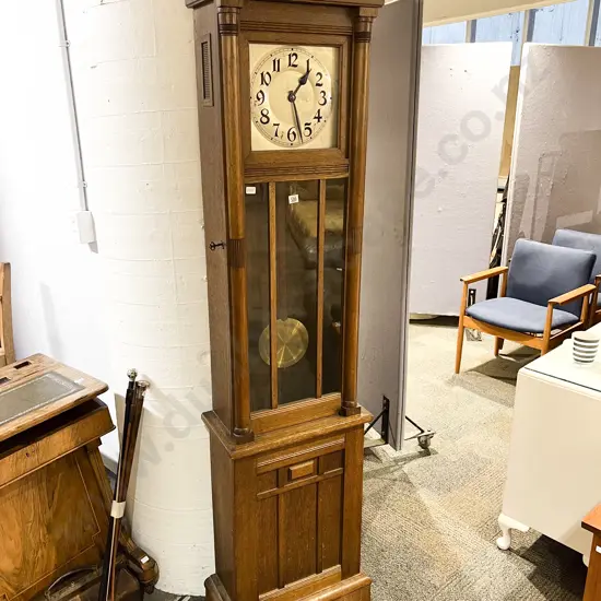 Art Deco Oak Regulator Longcase Clock