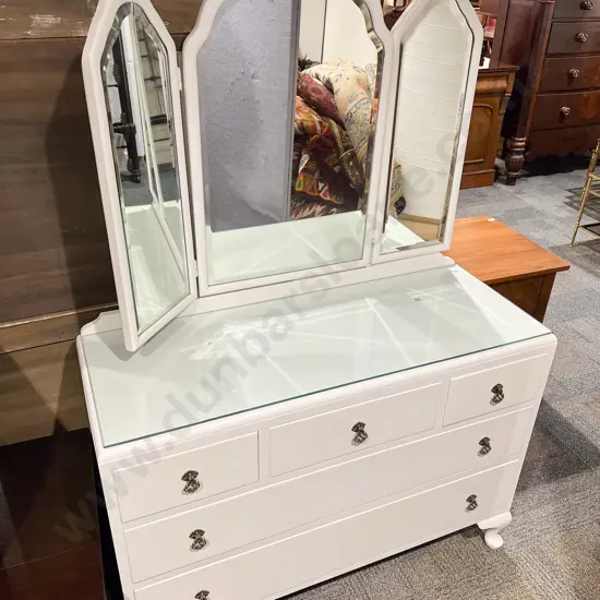 White Painted Mirror Back Dressing Chest
