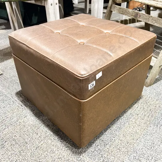 Vinyl Footstool with Tilt Top Compartment