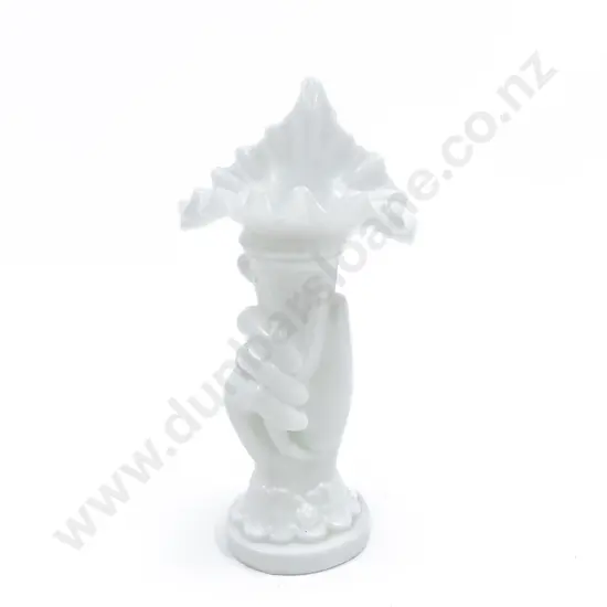 Victorian Milk Glass Hand and Tulip Vase