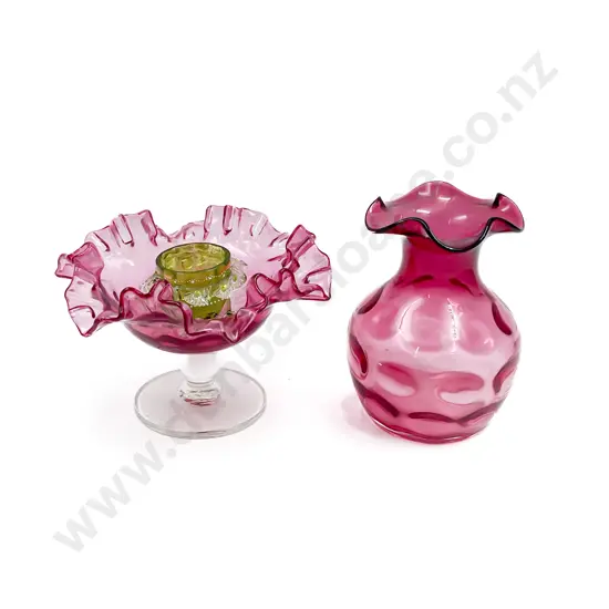 Victorian Cranberry Glass Bon Bon Dish