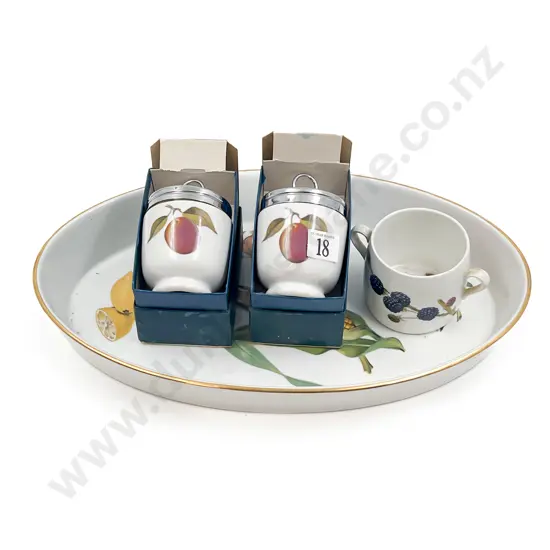 Royal Worcester Large Oval Dish with Two Boxed Egg Coddlers and Pot