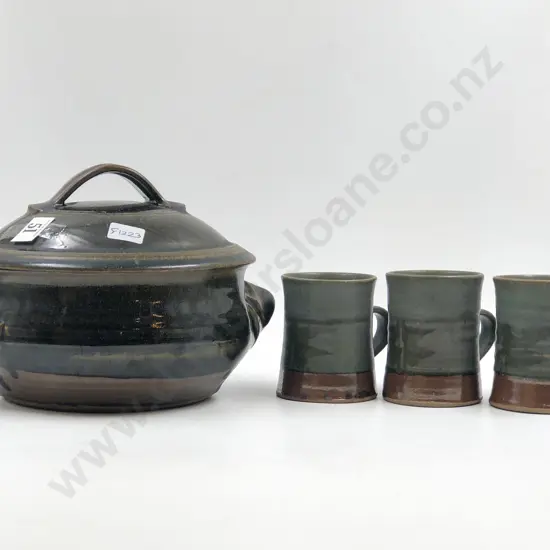 Peter Stichbury Casserole Dish and Three Mugs