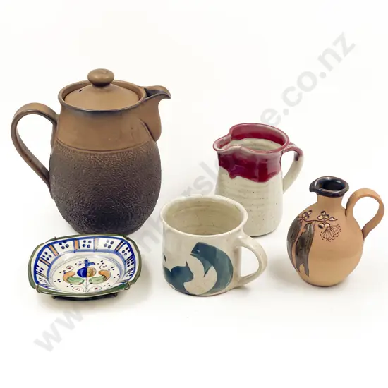 Denby Coffee Pot together with Four Other Pieces of Assorted Pottery