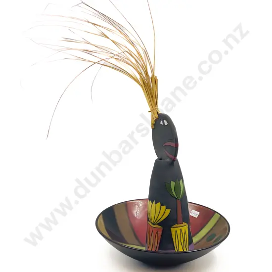 Unique Figural Profile Pottery Vase together with Modern Fruit Bowl