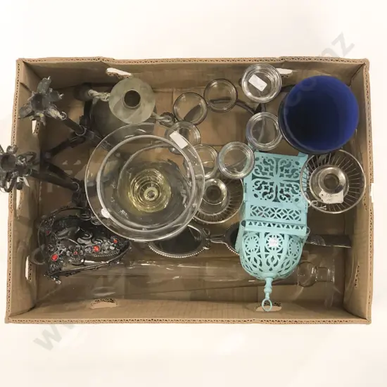 Box Qty of Assorted Decorative Homewares including Candle Holders Etc.