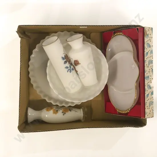 Qty of Assorted Milk Glass Vases