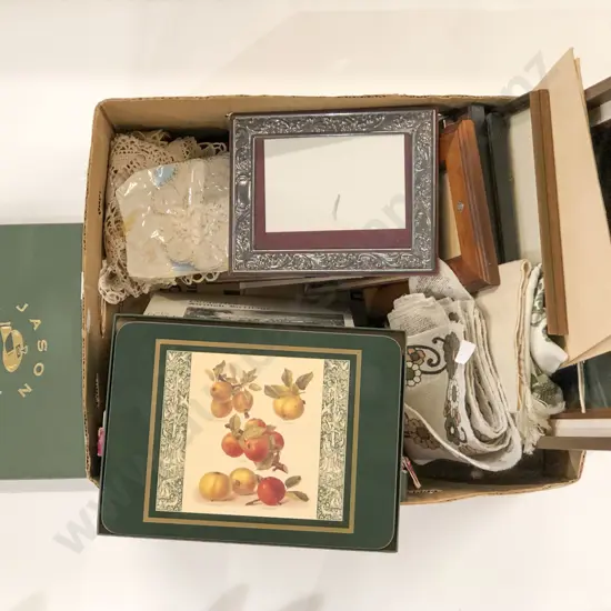 Qty of Assorted Picture Frames and Boxed Placemats Etc.
