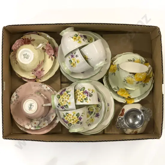 Qty of Assorted Fancy China Cups and Saucers incl Ainsley