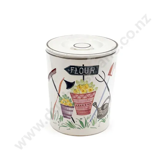 Vintage Italian Hand Painted Ceramic Flour Bin
