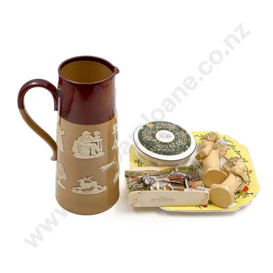 Doulton Lambeth Relief Moulded Jug together with Staffordshire Royal Conn. Trinket Box and Assorted