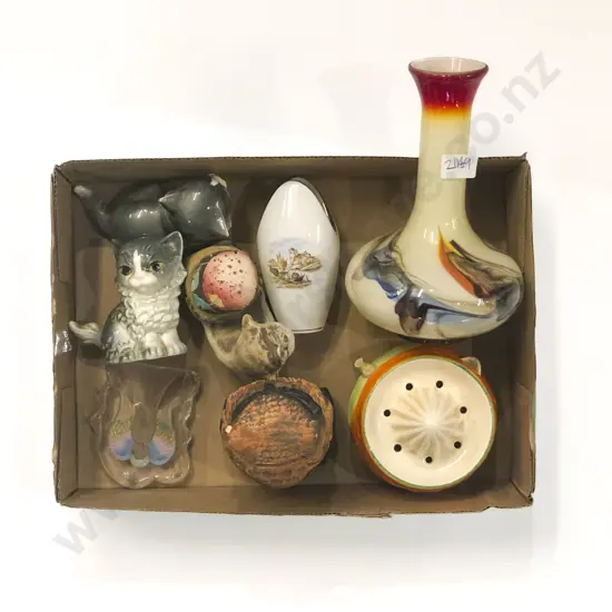 Qty of Assorted Ornaments and Art Glass incl Pair of Gobel Cats