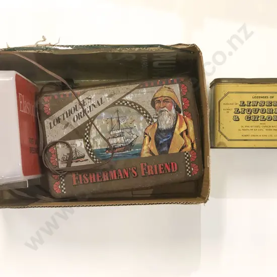Qty of Assorted Vintage incl Advertising and First Aid Box