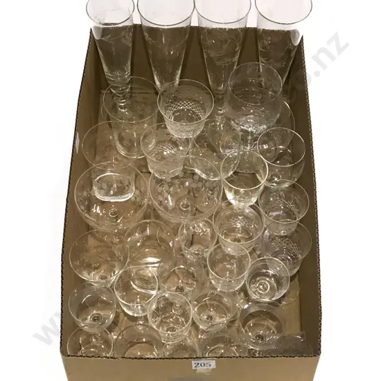 Qty of Assorted Etched Glassware Etc.