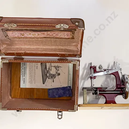 The Essex Miniature Sewing Machine in Leather Carry Case