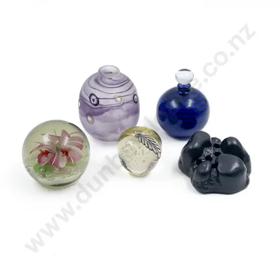 Small Qty of Assorted Art Glass Vases and Paper Weights Etc.
