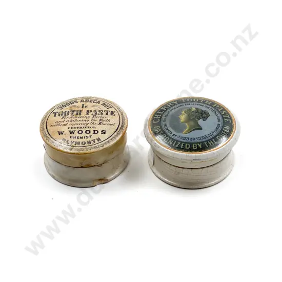 Two Victorian Ceramic Paste Jars (faults)