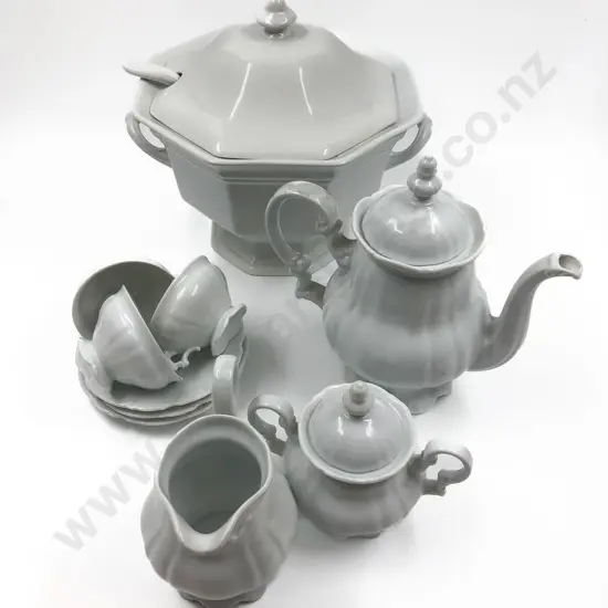 Hutschenreuther Part Tea set Together with Large White Glazed Octagonal Lidded Tureen