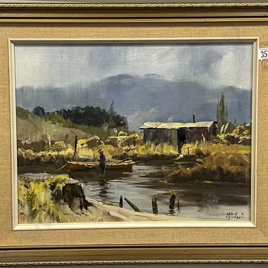 Leslie A Campbell - "Waikanae" - Oil on Board