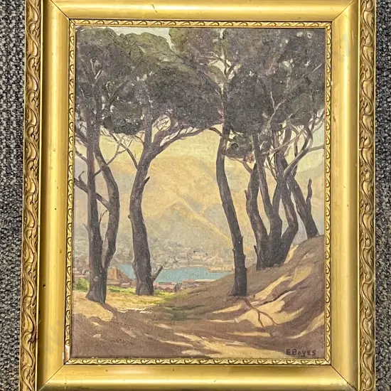 E Boyes - "A View Through The Trees" - Oil on Board