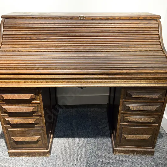 Cutler Oak Roll Top Desk
