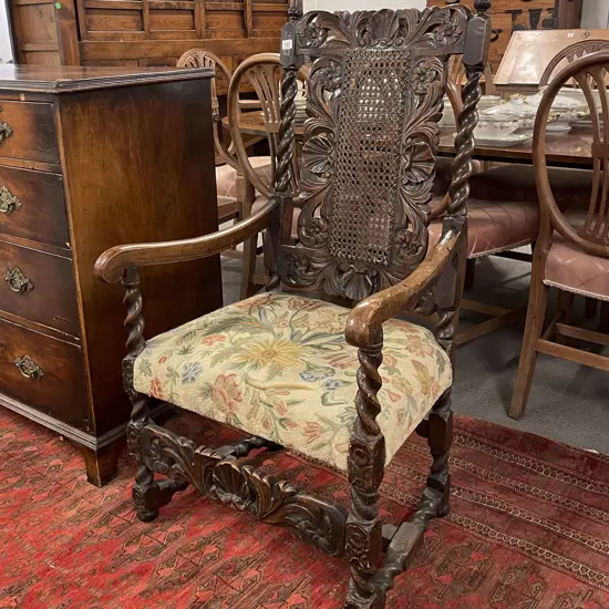 C17th Period Oak Open Armchair