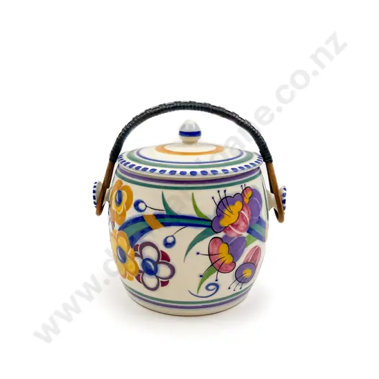 Floral Decorated Poole Biscuit Barrel
