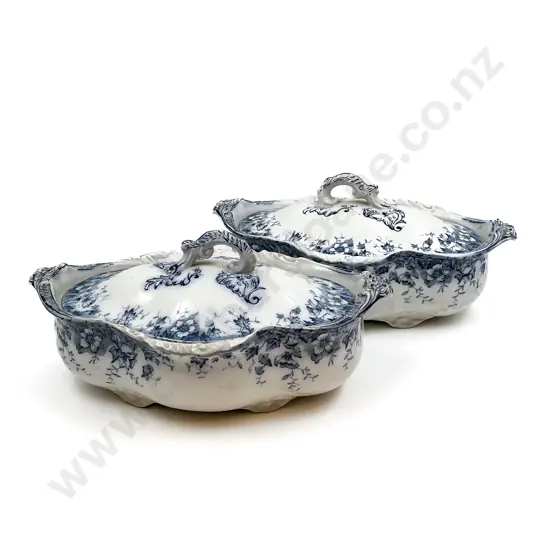 Pair of Blue and White Vegetable Tureens