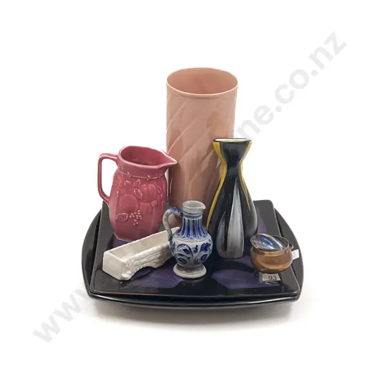 Quantity of Assorted incl Pottery Platters & Jugs together with Paua & S/S Salt & Matching Spoon