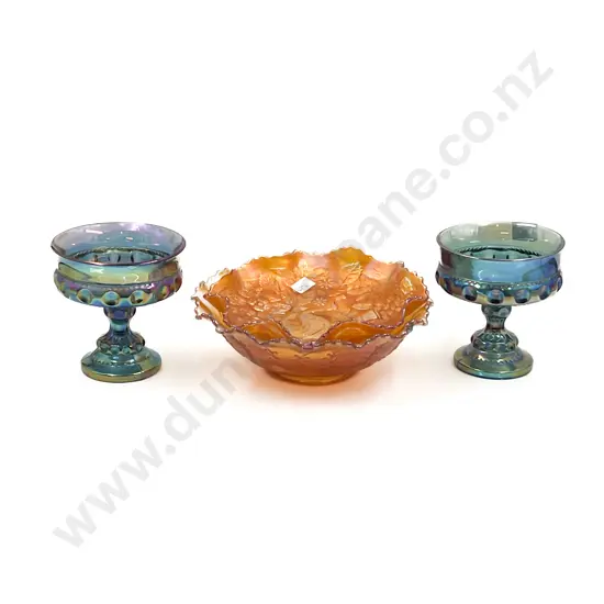 Four Pieces of Carnival Glass
