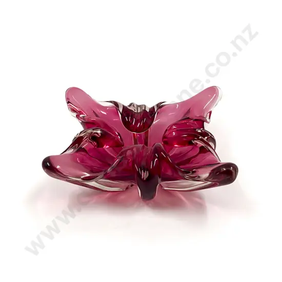 Murano Cranberry Glass Dish
